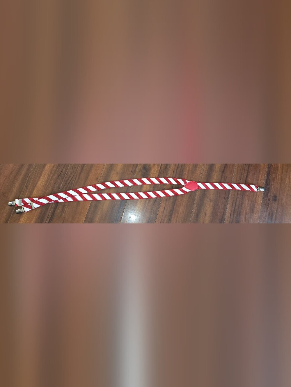 Men's Festive Christmas Santa Red and White Sparkle Stripe Suspenders OS